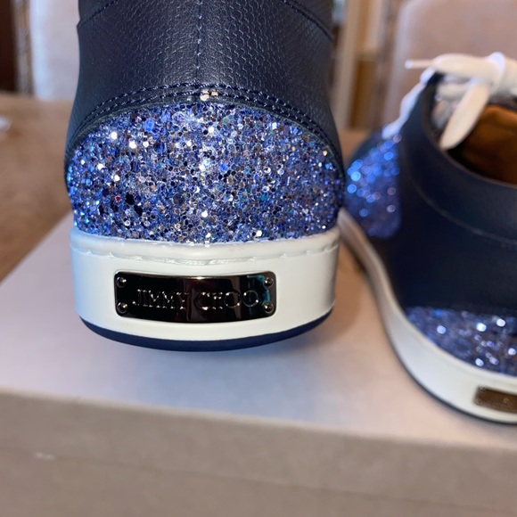 ❤️ Authentic Brand New Jimmy Choo Sneakers, Navy Blue with Blue Crystal Stones - Picture 7 of 11